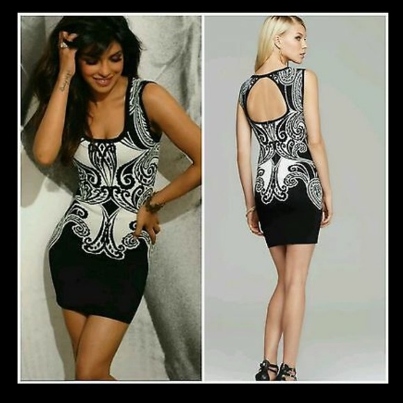 Guess Dresses & Skirts - Guess Black & White Mini Bandage Stretch Dress MED